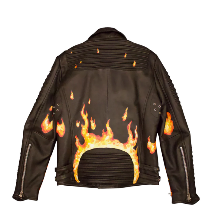 Le Feu Painted Leather Biker Jacket