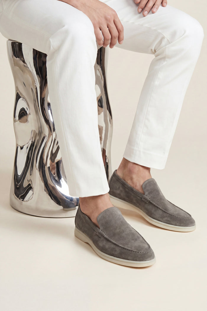 Leonis Suede Loafers Taupe Grey