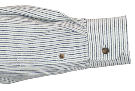 Liam Work Shirt - White with Navy Stripes