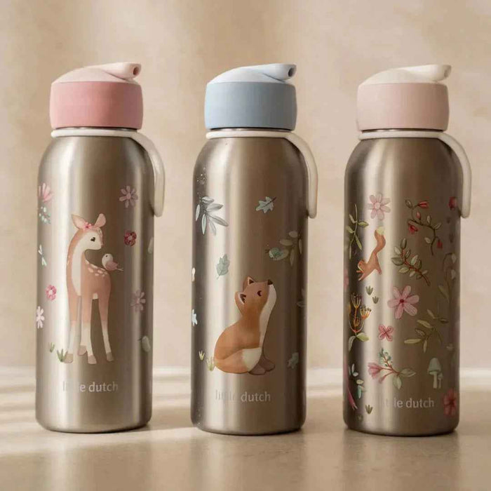 Little Dutch® Otroška steklenička iz nerjavečega jekla flip-up Fairy Garden 350ml Little Dutch