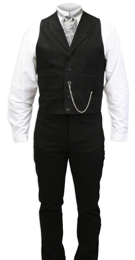 Livingston Black Brushed Cotton Vest