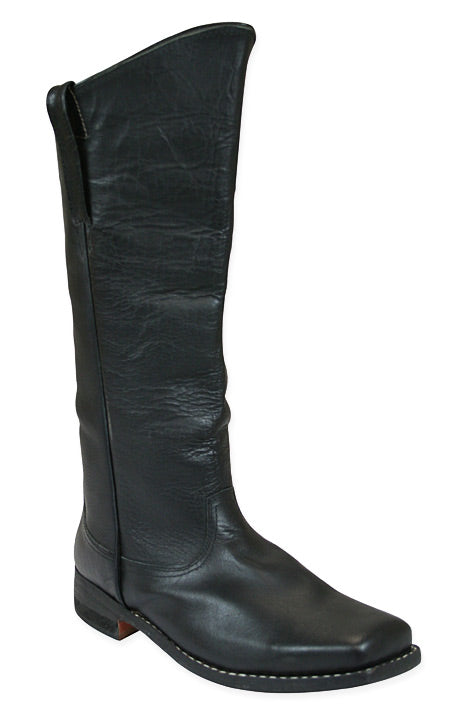Mens Long Cavalry Boot - Black Leather