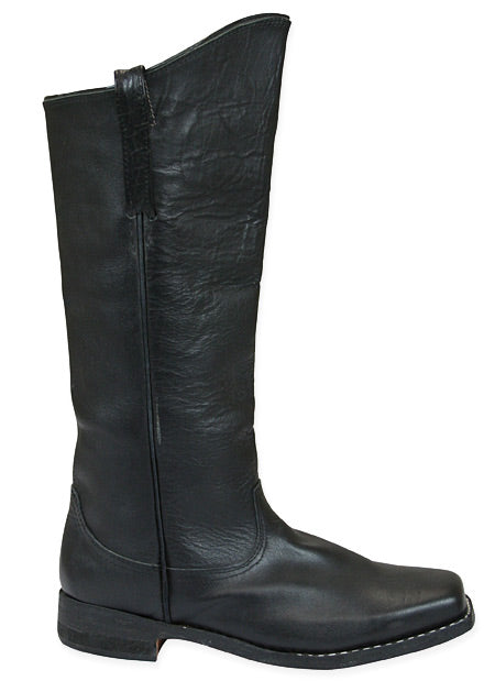 Mens Long Cavalry Boot - Black Leather