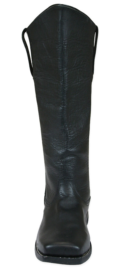 Mens Long Cavalry Boot - Black Leather