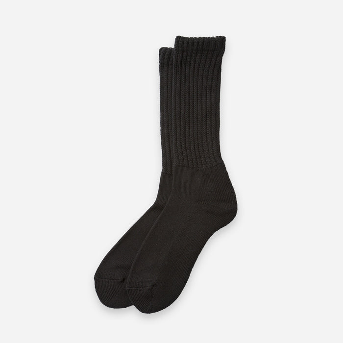 LOOSE PILE CREW SOCK - BLACK