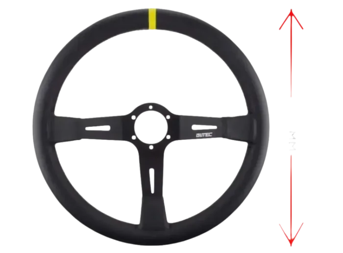 LTEC 3-Spoke Leather Steering Wheel 350mm – 65mm Dish (FIA Approved) - Sim Race Webshop B.V.