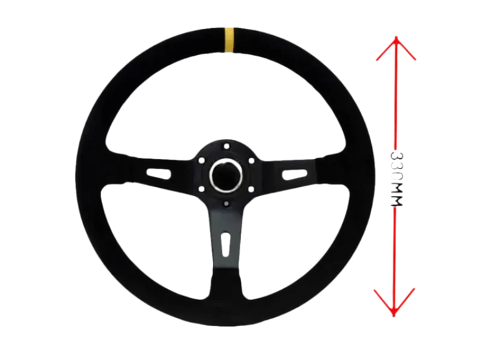 LTEC 3-Spoke Suede Steering Wheel – 330mm | 65mm Dish - Sim Race Webshop B.V.