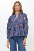 Mandarin Balloon Top- Bali Navy