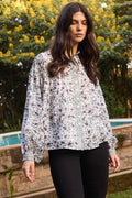 Mandarin Pintuck Blouse- Cotswold Green