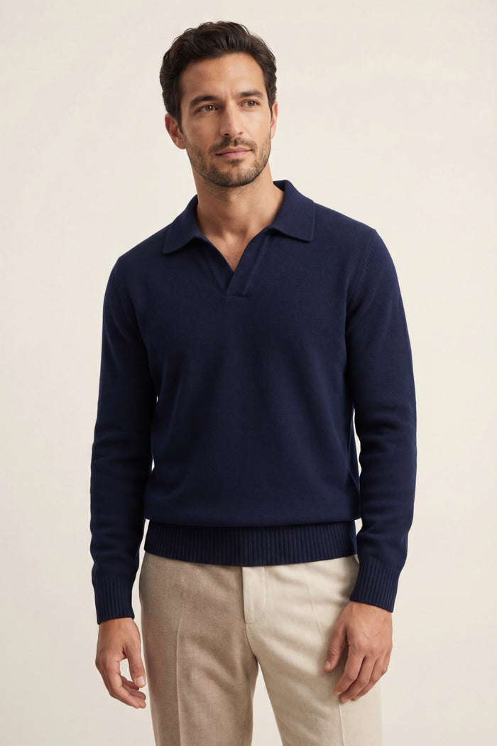 Marencio Cashmere Polo Knit Navy