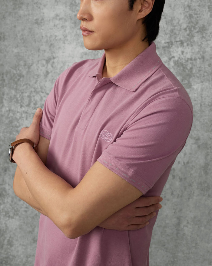Martin Cotton & Silk Jersey Polo Shirt Mauve