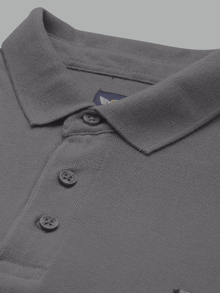 Men Dark Grey Regular Fit Polo T-Shirt