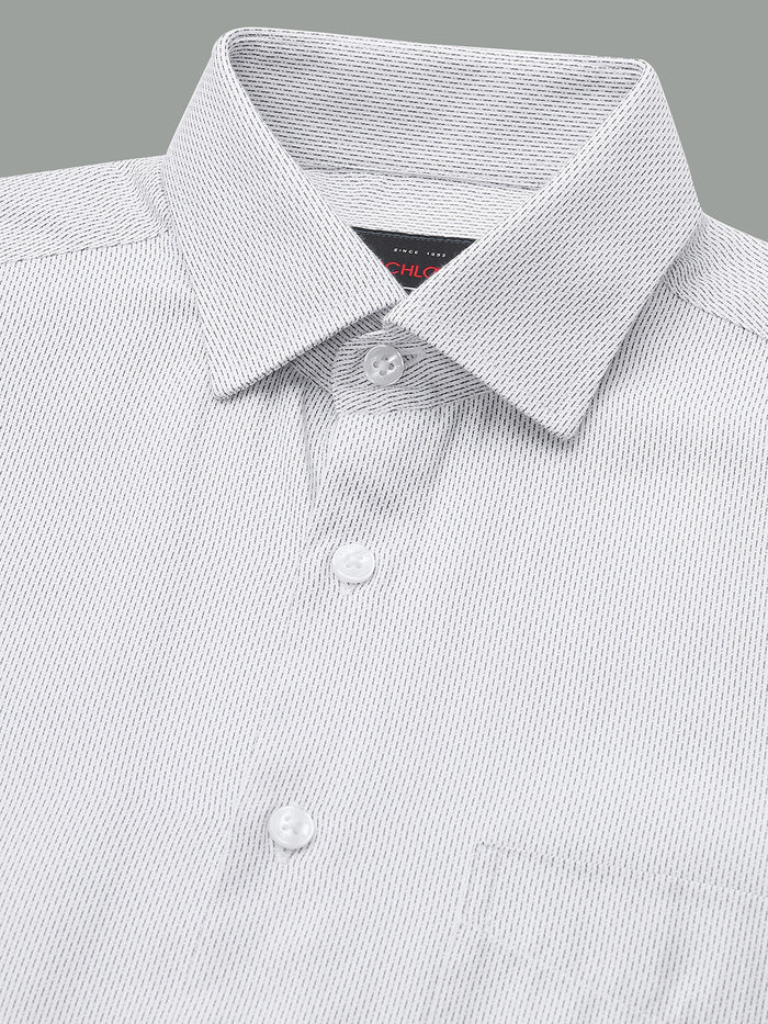Men Dobby Light Grey Cotton Formal Shirt
