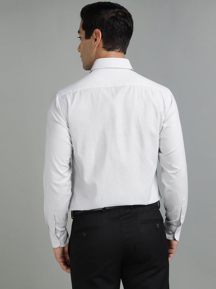 Men Dobby Light Grey Cotton Formal Shirt
