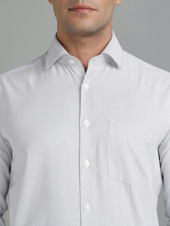 Men Dobby Light Grey Cotton Formal Shirt