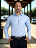 Men Light Blue Cotton Formal Shirt