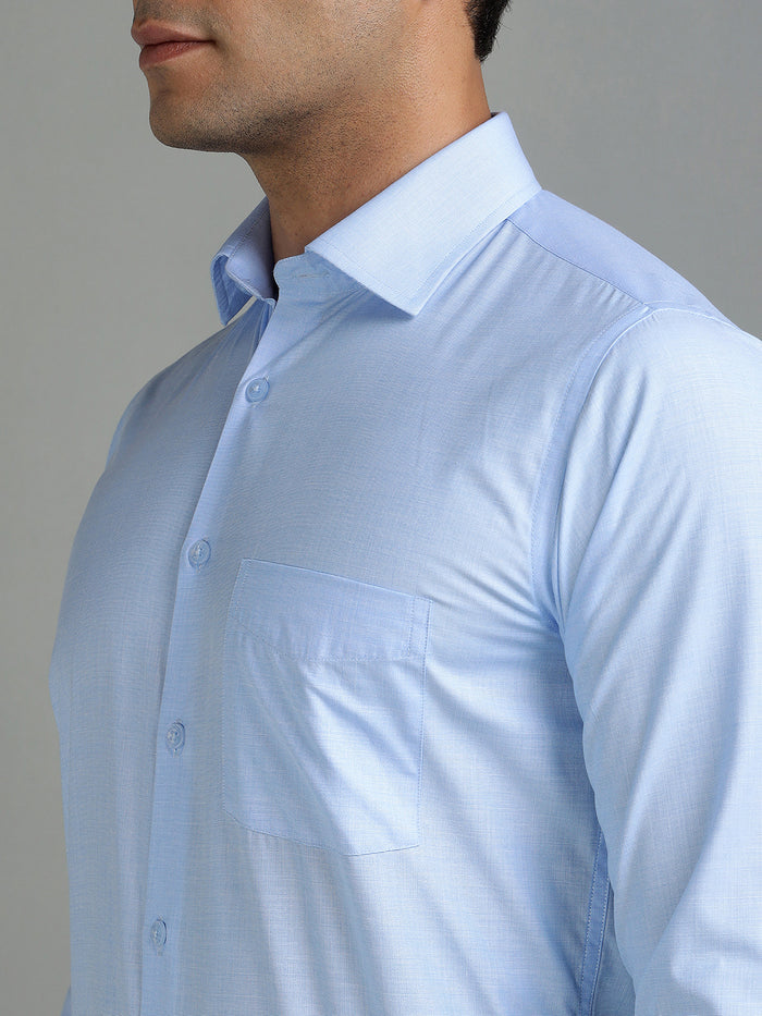 Men Light Blue Cotton Formal Shirt