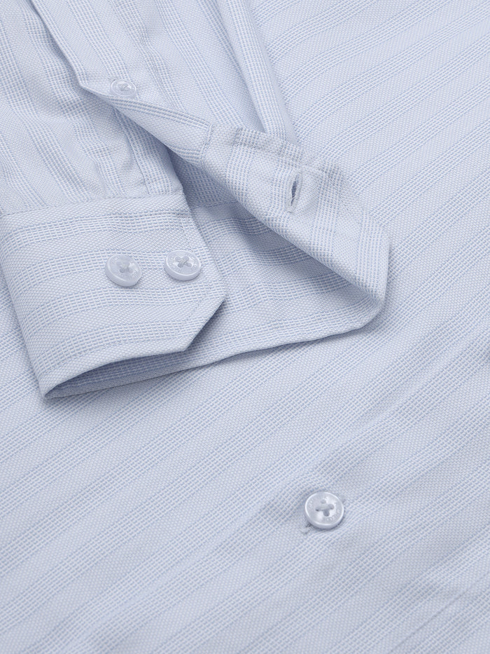 Men Light Blue Cotton Striped Formal Shirt