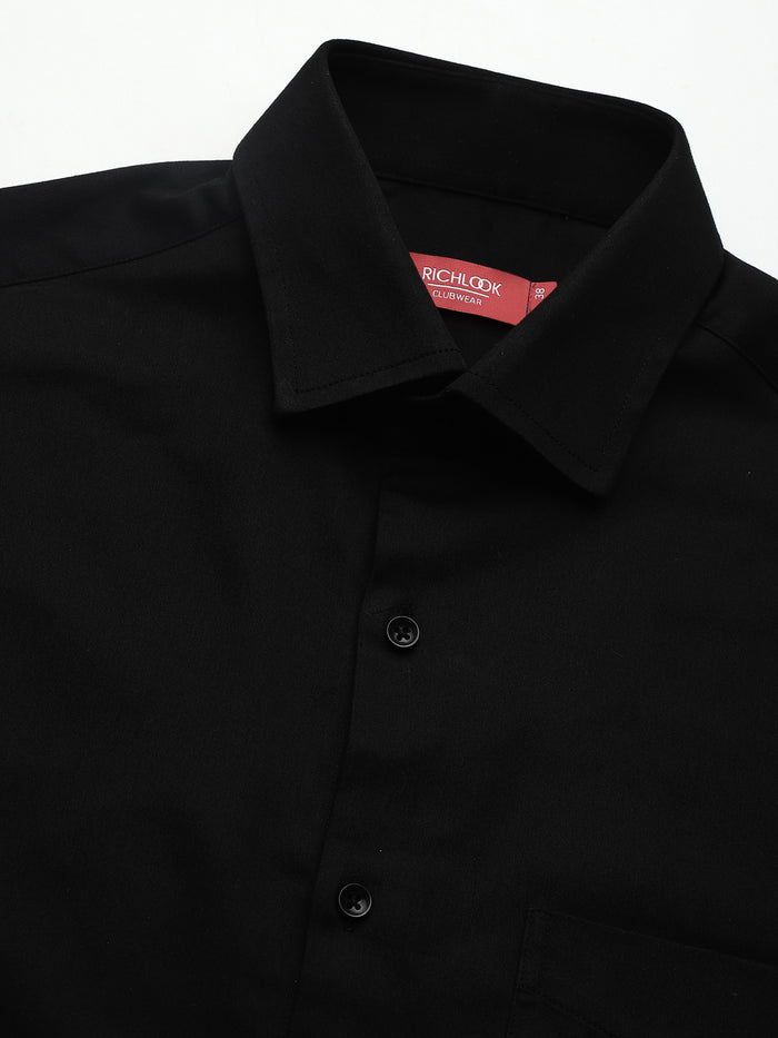 Men Solid Black Slim Fit Formal Shirt