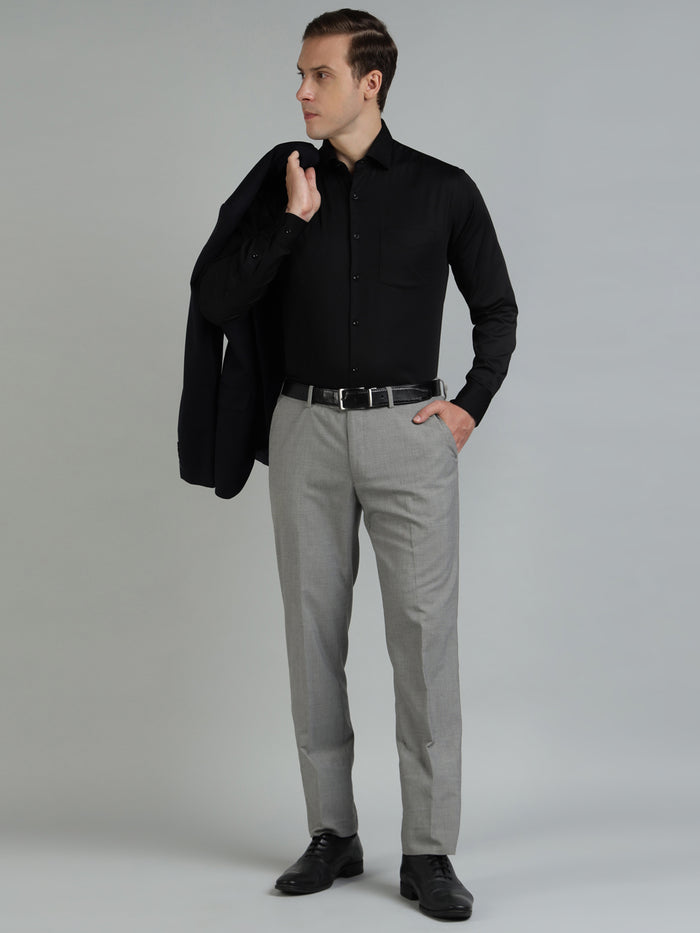 Men Solid Black Slim Fit Formal Shirt