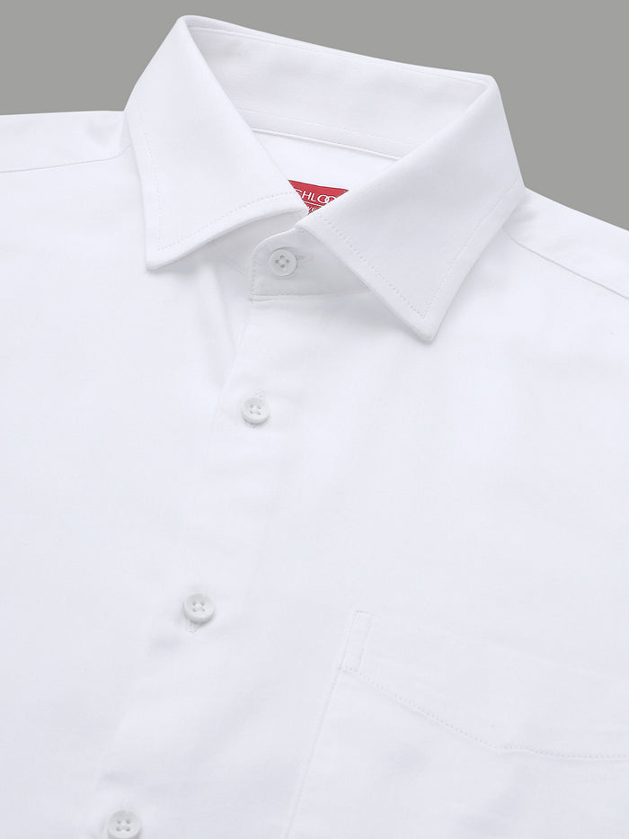 Men Solid White Cotton Formal Shirt