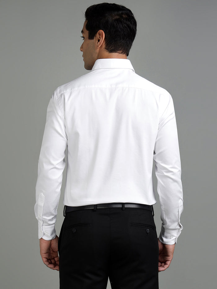 Men Solid White Cotton Formal Shirt