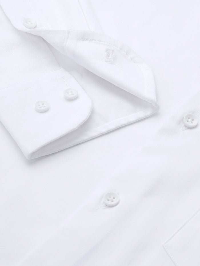 Men Solid White Cotton Formal Shirt