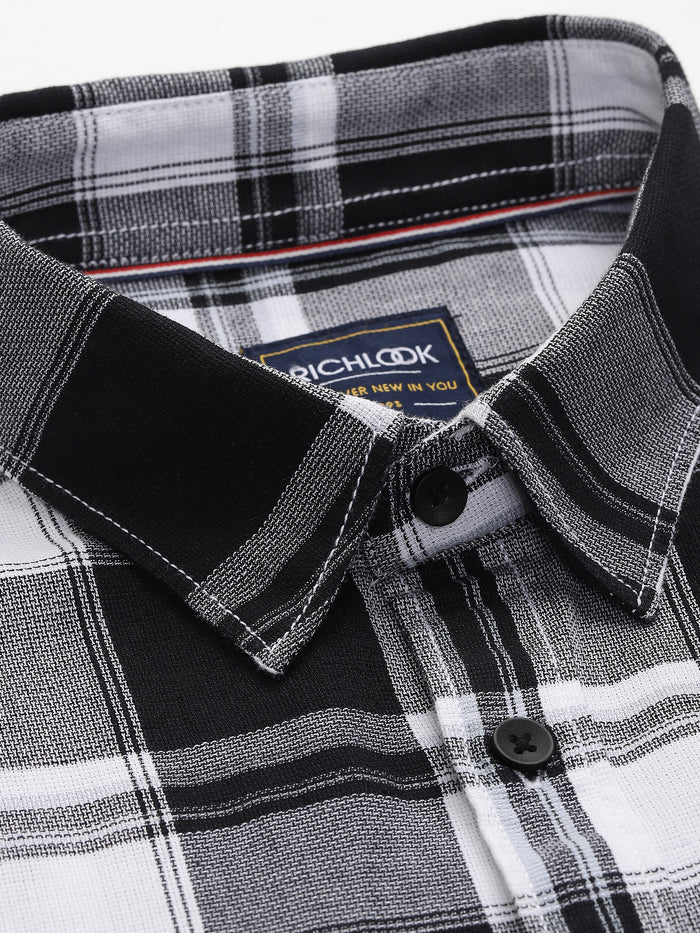 Men's Black & White Checkered Casual Shirt