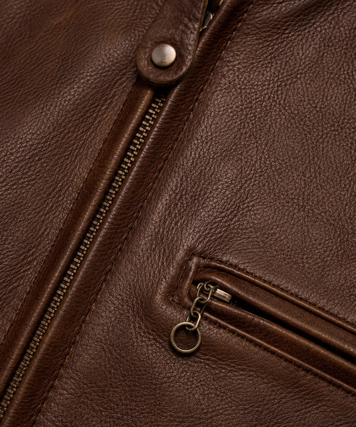Men's Brown Cafe Racer Leather Jacket