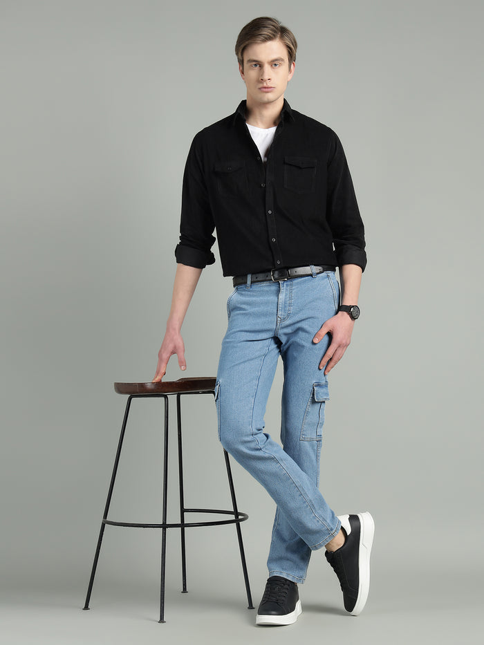 Men's Corduroy Black Shirt Regular Fit
