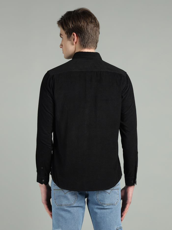 Men's Corduroy Black Shirt Regular Fit