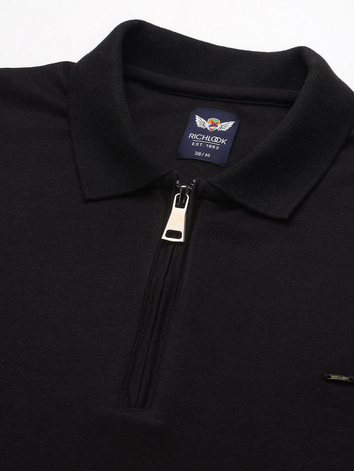 Men's Cotton Blend Zip-Neck Polo T-Shirt