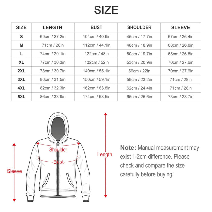 Men's Double Layer Fleece Zippered Hoodie Classic Black & white