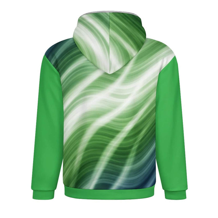 Men's Double Layer Fleece Zippered Hoodie full-color green