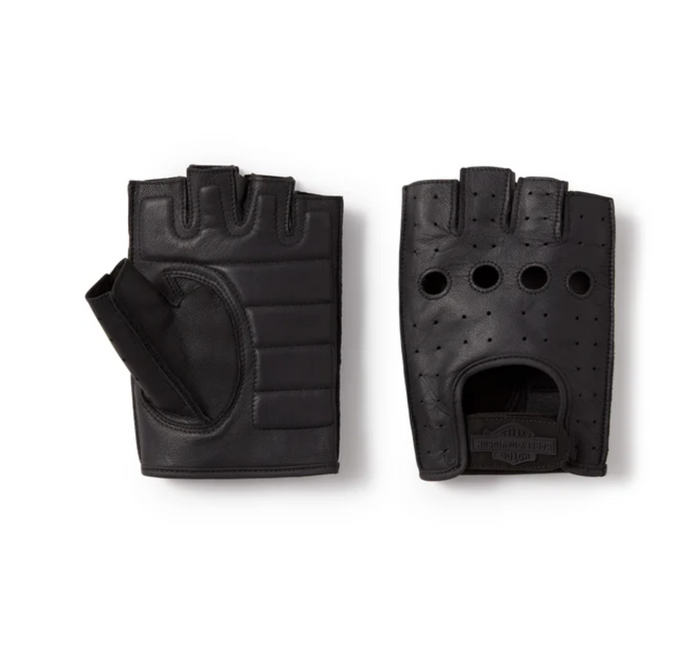 Men's H-D Fingerless Leather Riding Gloves