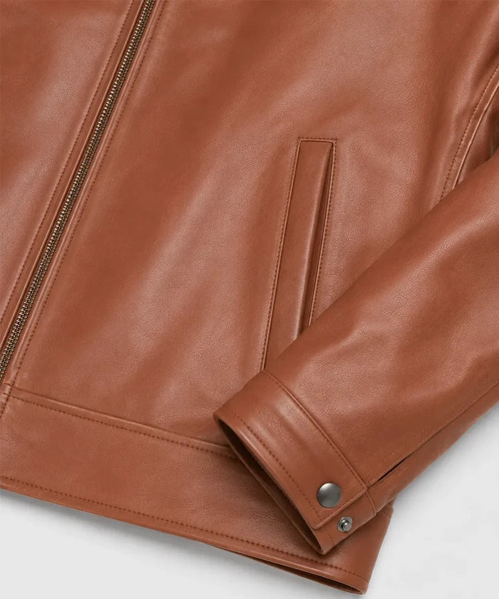 Men's Leather Harrington Jacket styled for casual and smart casual wear with premium genuine lambskin leather.