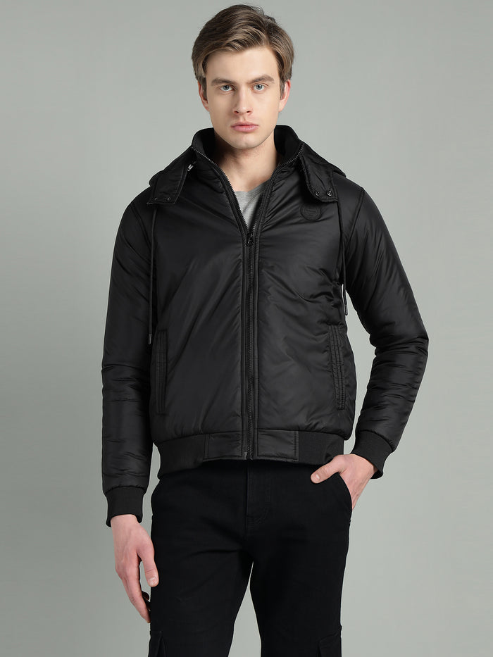 Men's Hooded Puffer Jacket With Zip Closer