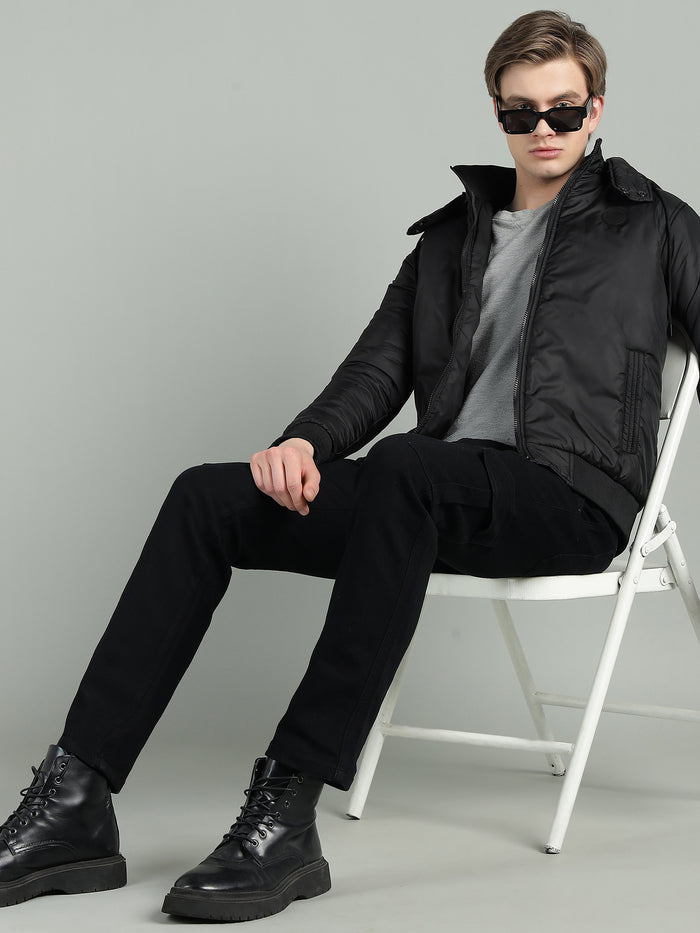 Men's Hooded Puffer Jacket With Zip Closer