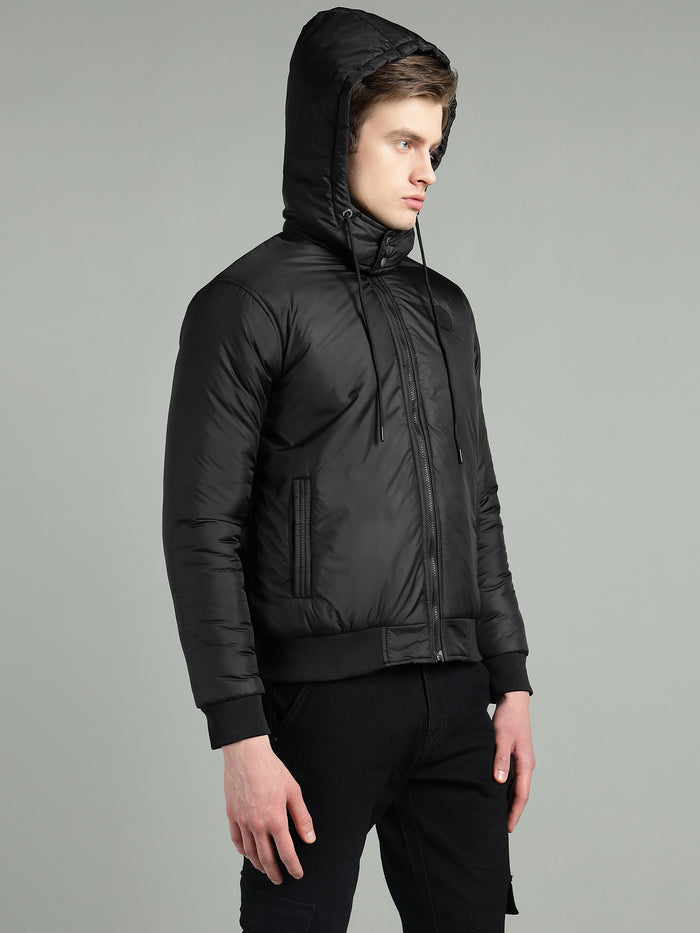 Men's Hooded Puffer Jacket With Zip Closer