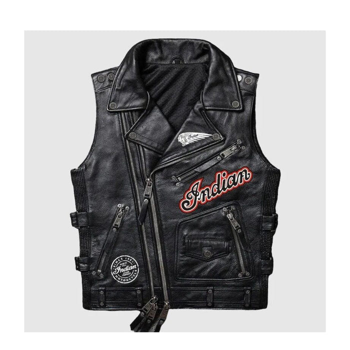 Men's Indian Motorcycle Western Leather Biker Vest Leather Outlet