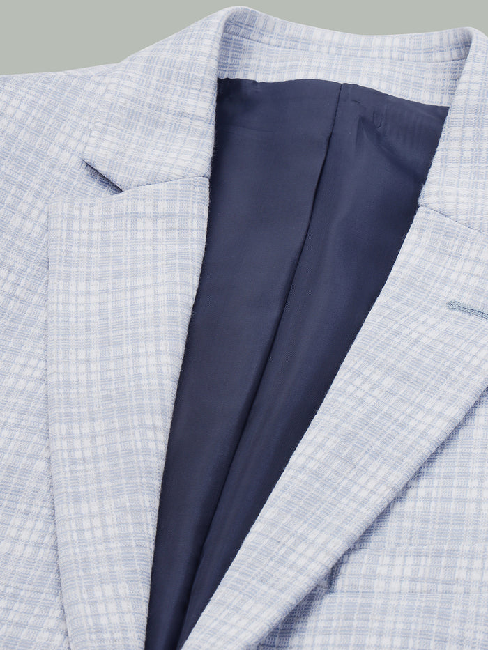 Men's Light Blue Knitted Check Blazer