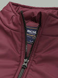 Men's Maroon Puffer Winter Jacket With Zip Closer