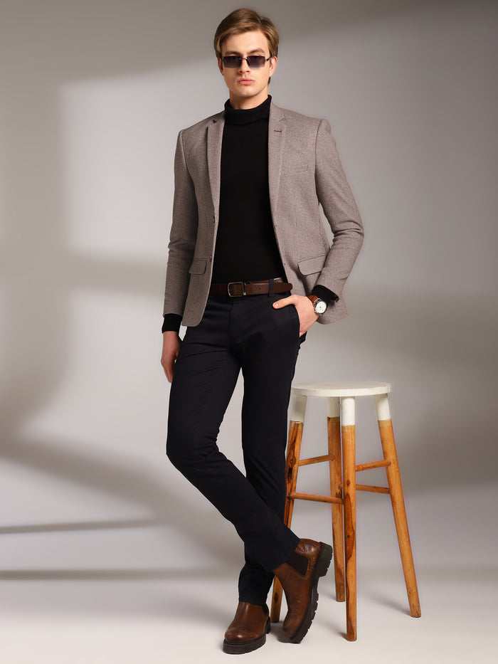 Men's Micro Houndstooth Wool-Texture Slim Fit Blazer