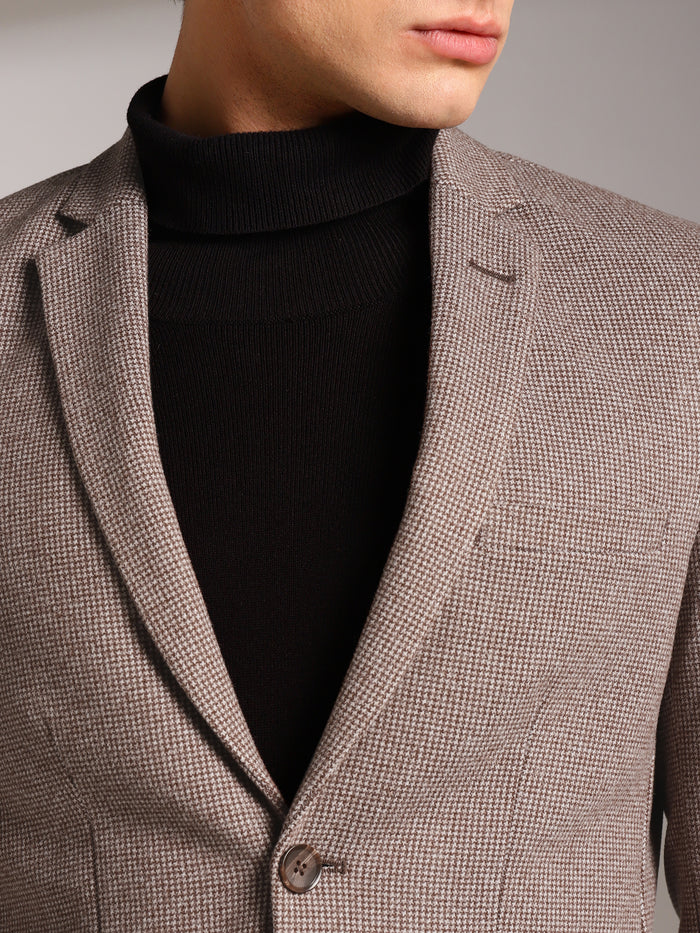 Men's Micro Houndstooth Wool-Texture Slim Fit Blazer