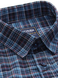Men's Navy Blue Checkered Cotton Casual Shirt