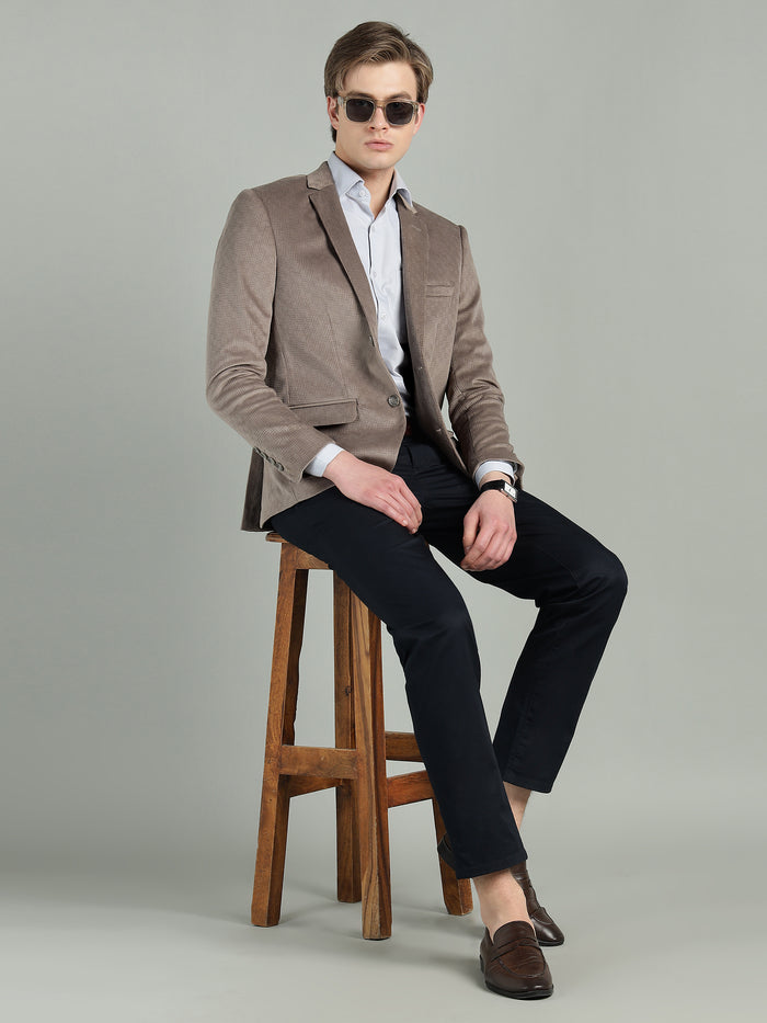Men's Poly Viscose Jacquard Weave Texture Slim Fit Blazer