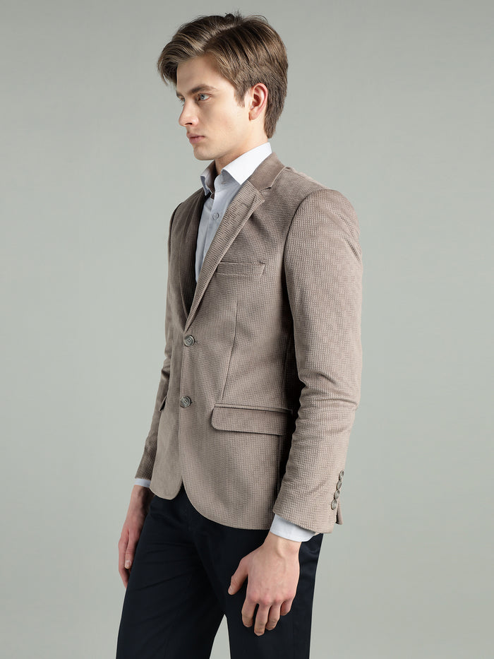 Men's Poly Viscose Jacquard Weave Texture Slim Fit Blazer