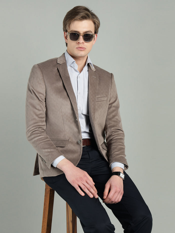 Men's Poly Viscose Jacquard Weave Texture Slim Fit Blazer