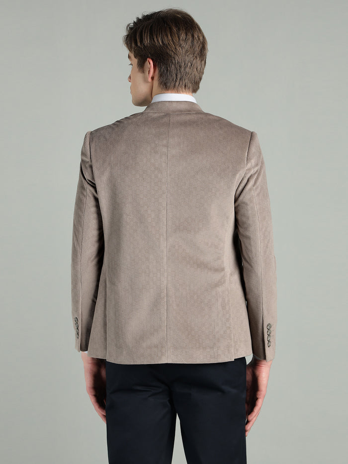 Men's Poly Viscose Jacquard Weave Texture Slim Fit Blazer