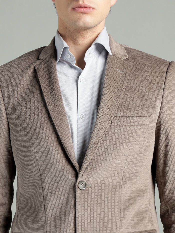 Men's Poly Viscose Jacquard Weave Texture Slim Fit Blazer